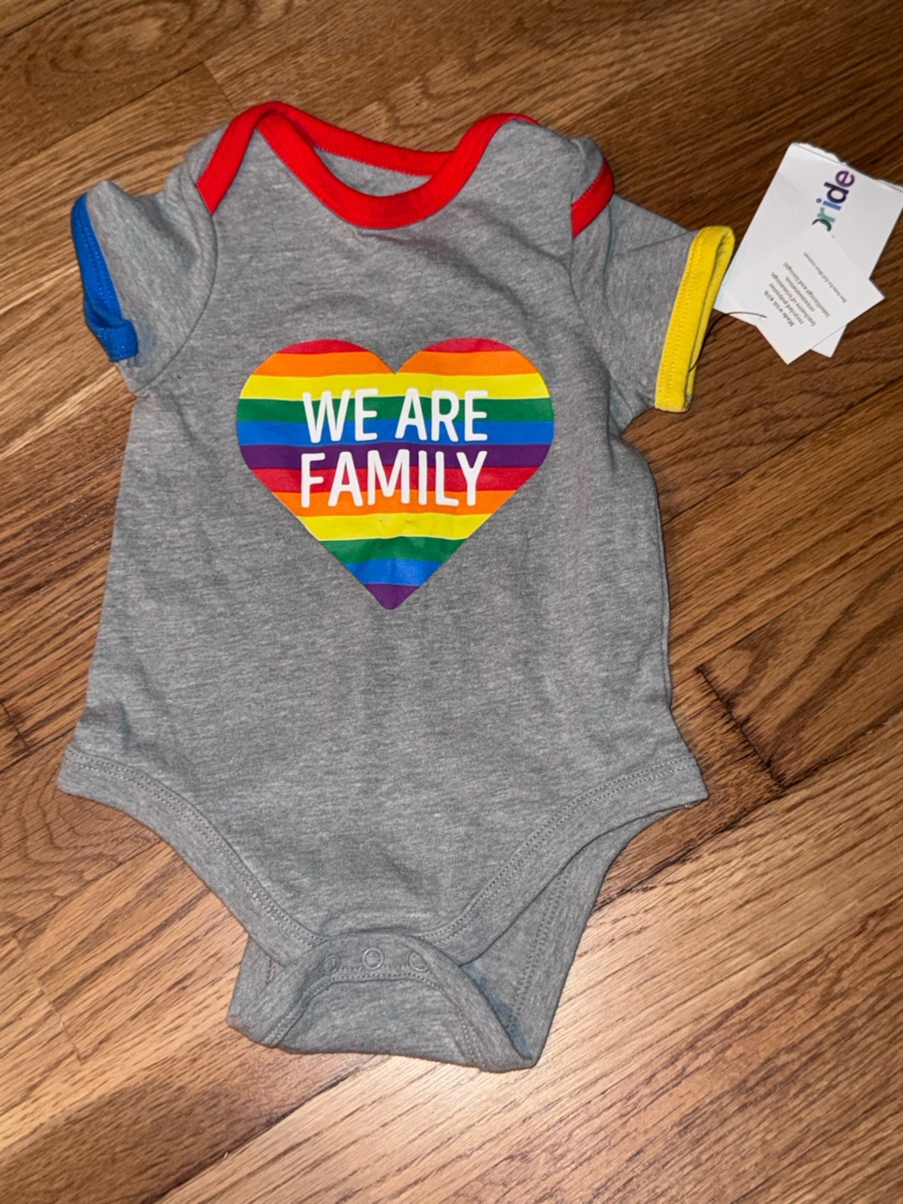 ☀️Pride 'We Are Family' Grey Short-Sleeve Baby Onesie